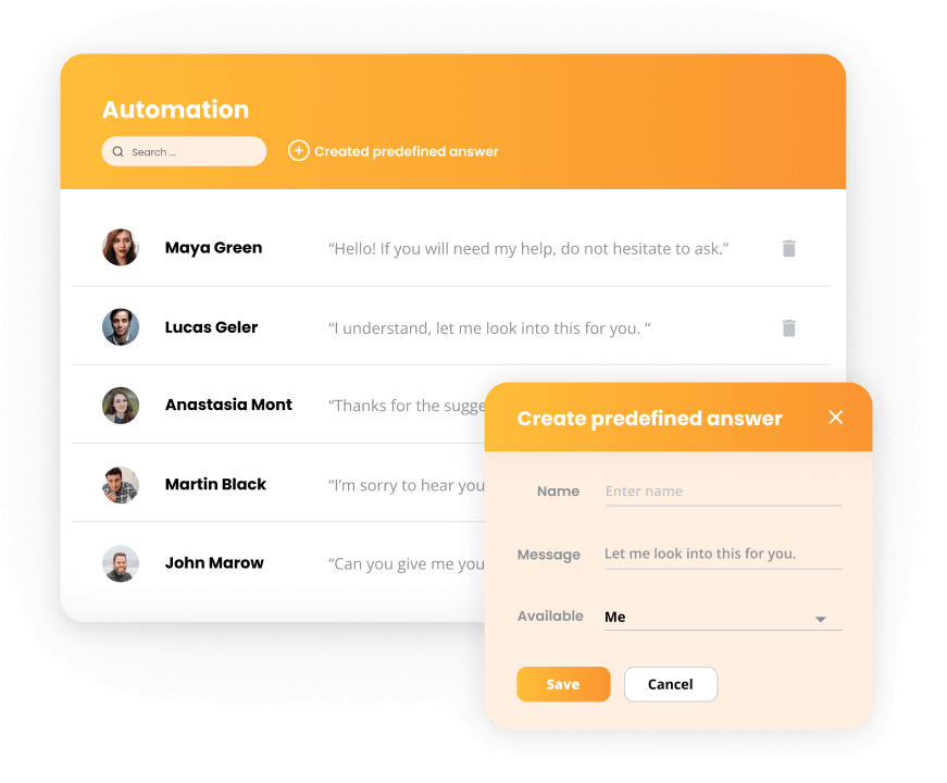 Image shows how to create customizable predefined answers in LiveAgent